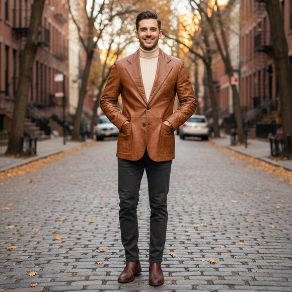 Wilson Men Vintage House of Suede & Leather Jacket Single Breasted Blazer FLAW - Picture 3 of 12